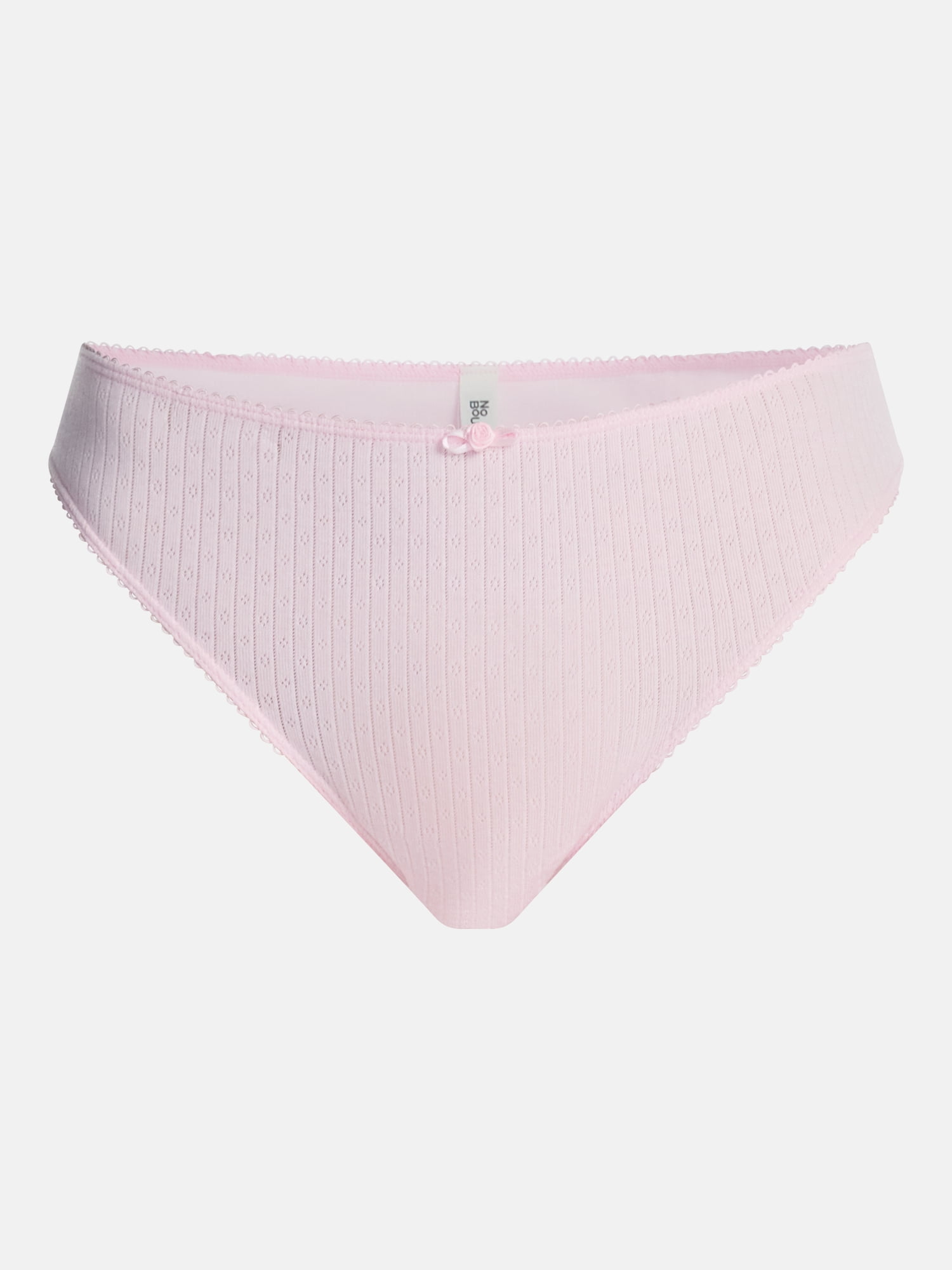 No Boundaries Cotton and Pointelle Thong Panties, 3-Pack, Women's XS-XXXL