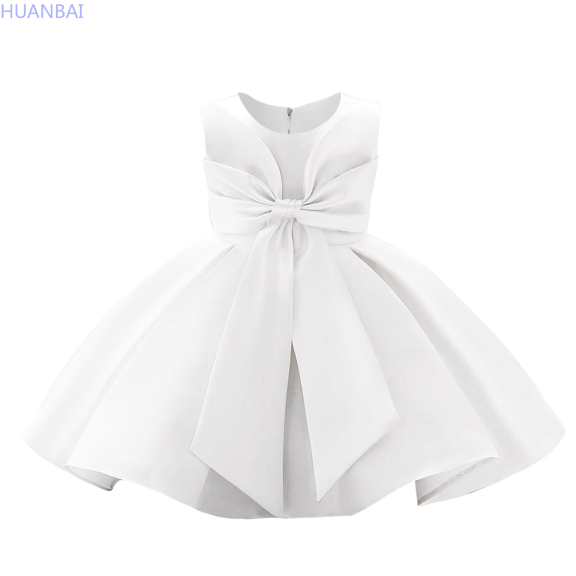 HUANBAI Girls' Oversized Bowknot Party Dress Flower Girl Tutu For Weddings & Long Maxi 4-5 Years