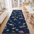 thumbnail image 3 of Hallway Runner Rug 2'x6', Navy Blue Space Kitchen Runner Rugs Non-Slip Carpet Mats, Rocket Planet Star Colorful Bedside Rugs Runners Washable Floor Carpet for Bathroom Laundry Room, 3 of 8
