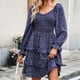 thumbnail image 5 of Vestido De Mujer Mini vestido de fiesta con estampado floral de manga larga para mujer Slim Fit Casual Streetwear Suit Ygjytge Púrpura L para Mujer, 5 of 6