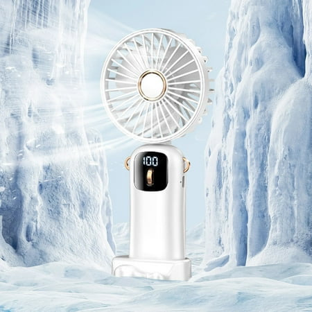 

Handheld Fan With 100 Adjustable Level For Silent And Noise Reduction Intelligent Digital Display 4000mAh Neck Hanging Foldable Outdoor Small Fan