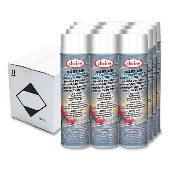 Claire Dust Up Floor Dressing and Dust Mop Treatment, Lemon Scent, 14 oz Aerosol Spray, Dozen