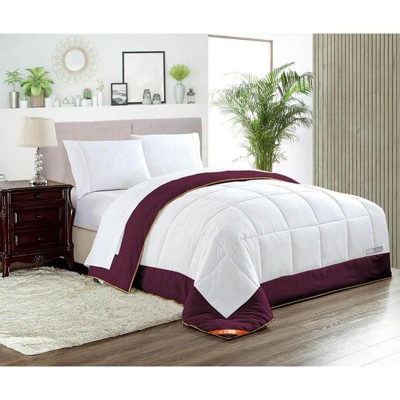 SGI Microfiber Comforter Set King Size Wine Two Tone Style 3 PC