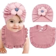 thumbnail image 2 of Monebena Baby Turban Flower Baby Girl Turban Hat Set Newborn Baby Head Wraps for Newborn Infant Toddler M01, 2 of 5
