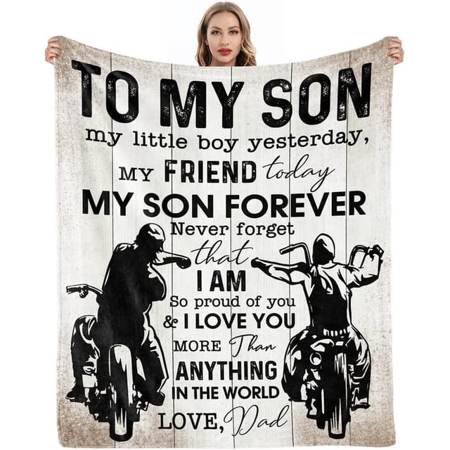 LHSHID Gifts for Son from Dad to My Son Blanket Happy Birthday Gifts for Son Best Graduation Christmas Ideas for Son Super Soft Fleece Throw Blankets Presents for Him Boys