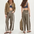 thumbnail image 3 of Lentta Womens Baggy Wide Leg Pants Casual Drawstring Elastic Waist Contrast Color Workout Y2K Track Sweatpants, 3 of 5