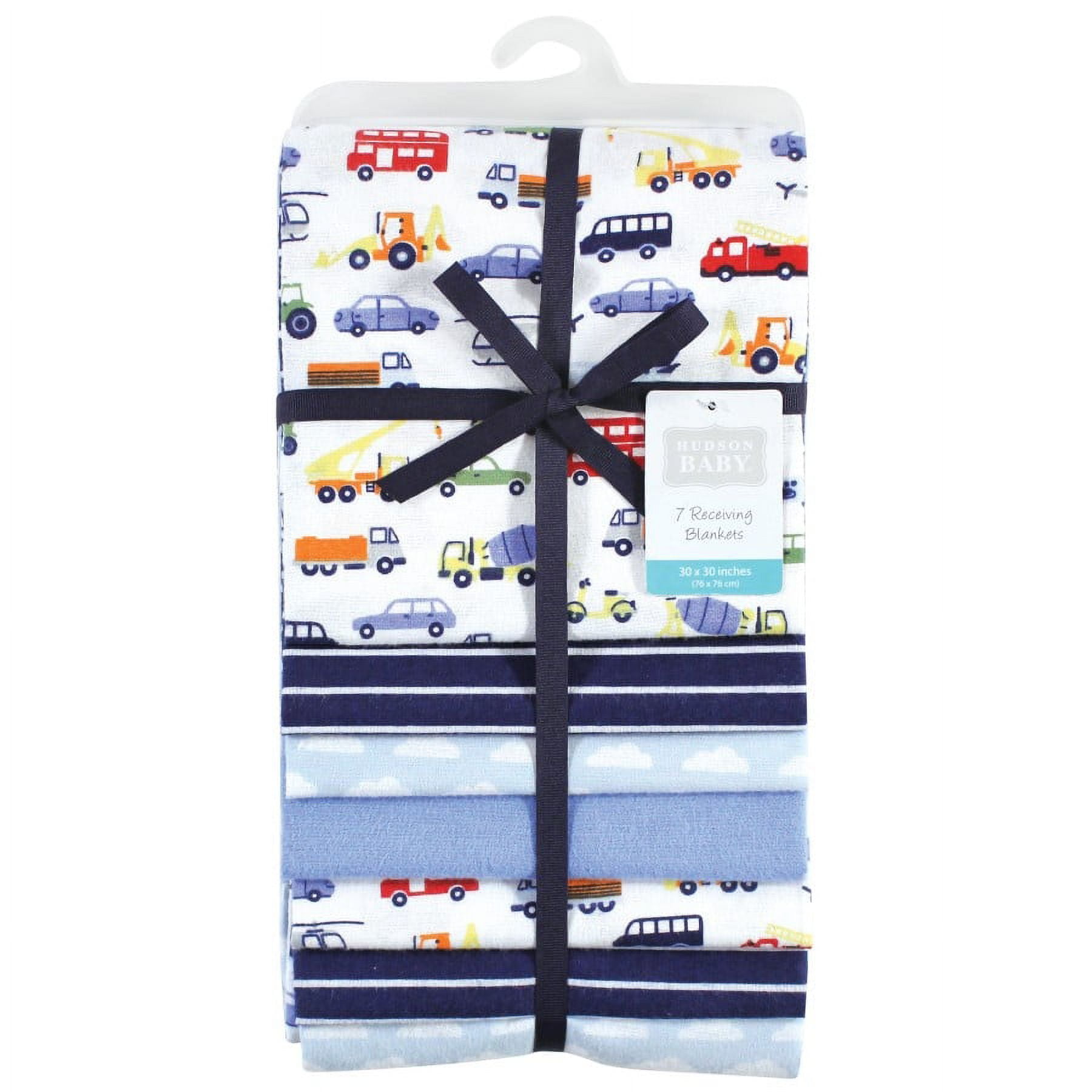 Hudson Baby Infant Boy Cotton Flannel Receiving Blankets Bundle, Colorful Transportation, One Size