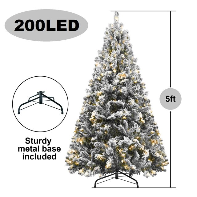 2.7/ 2.4/ 2.3/ 2.1/1.8/1.5/1.2m Large Snow Flock Christmas Tree PVC Cedar Trees with LED 2024 New Year Christmas Home Decoration