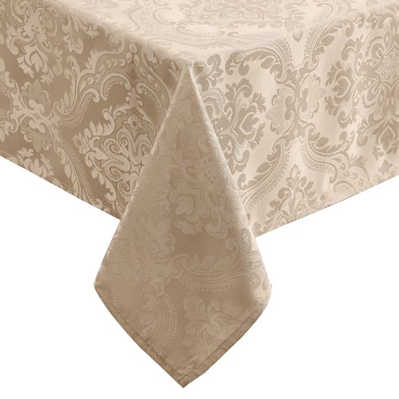 Elrene Home Fashions Caiden Elegance Damask Tablecloth, Taupe, 52" x 52" Square