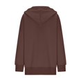 thumbnail image 4 of Women's Casual V-neck Pullover Long-sleeve Solid Color Fleece-lined Hooded Sweatshirt Top, Warm and Comfortable Hoodie for Winter Season,Coffee,2XL, 4 of 6