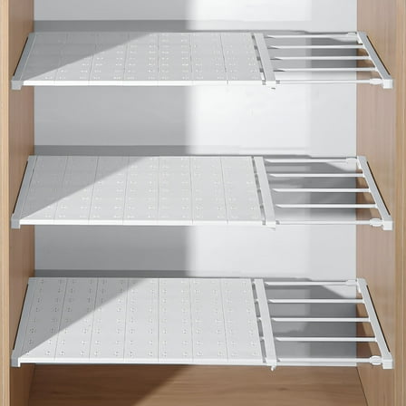 LAMIRO Expandable Closet Tension Shelf – Adjustable Metal Storage Rack for Cabinets,Wardrobes & Bathrooms,DIY Organizer with No-Tool Assembly (3 Size Options)