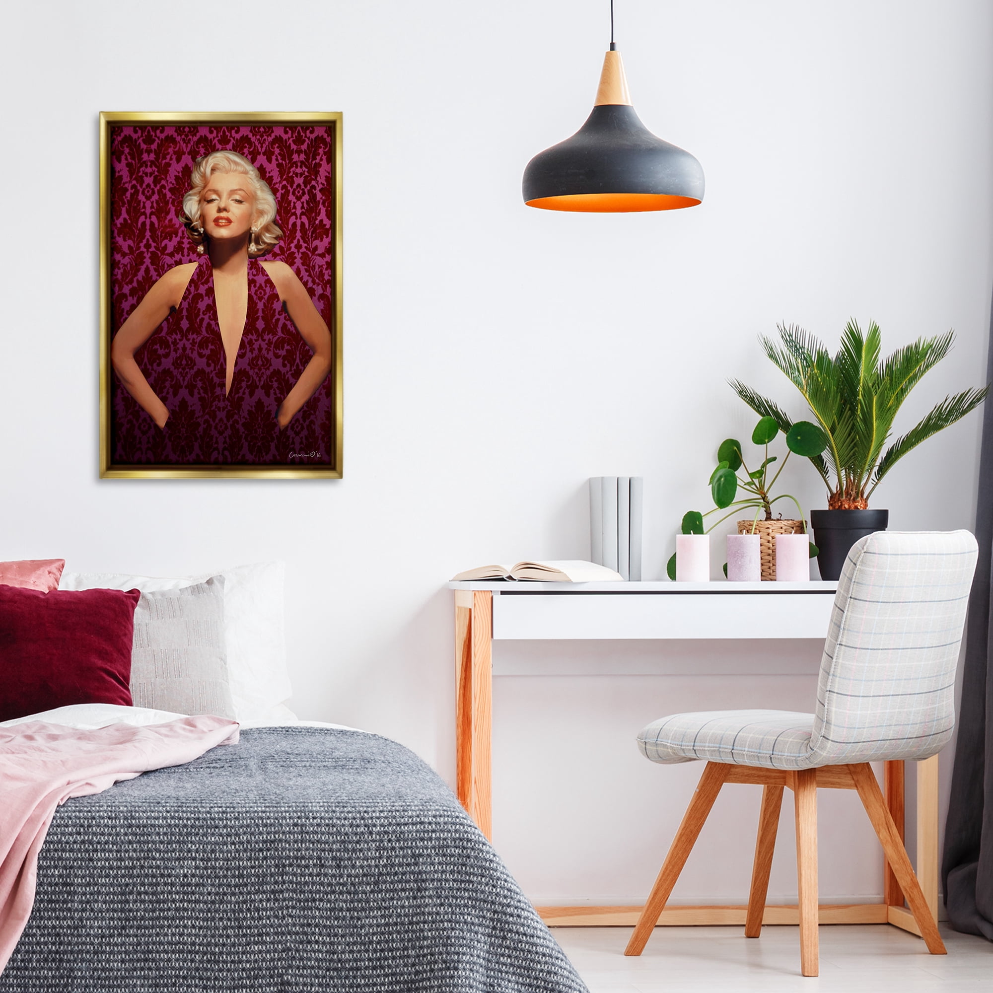 Stupell Industries Victorian Patterned Marilyn Novelty Painting Gold Floater Framed Art Print Wall Art, 21 x 31
