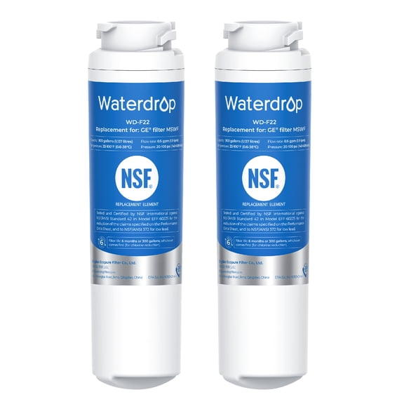 2 Pack Waterdrop MSWF Replacement for GE® MSWF 101820A Refrigerator Water Filter