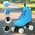 thumbnail image 2 of KFeng Shiny PU Leather Roller Skates for Indoor/Outdoor Use,Unisex Skates,Blue(Women8.5/Men7), 2 of 9