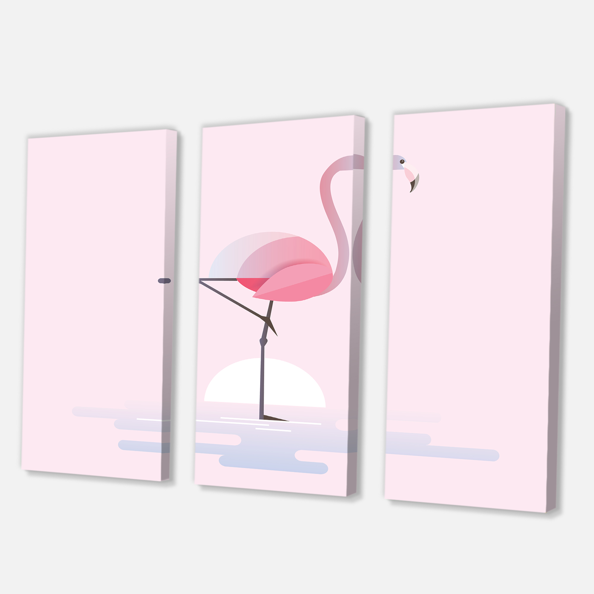 Designart ' Standing On One Toes Pink Flamingo ' Farmhouse Canvas Wall Art Print