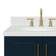 thumbnail image 5 of Ariel Taylor 42 In. Left Offset Oval Sink Bathroom Vanity With Carrara White Quartz Countertop 1.5 Edge In Midnight Blue, 5 of 11
