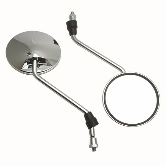 Suitable for Pair Silver Chrome Motorcycle Scooter Mirrors Universal Motorbike Rear View Mirror 8mm Thread Retro Round Oval Convex Mirrors