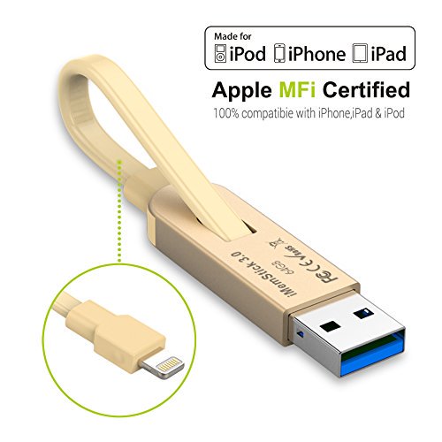 Lightning Flash Drive 64gb Usb 3 0 Storage Stick Zerolemon Imemstick 3 0 2 In 1 Lightning Flash Drive Storage Backup Charging Cable All In One External Storage For Iphone Ipad Pcs Mac Computers Gold Walmart Com Walmart Com
