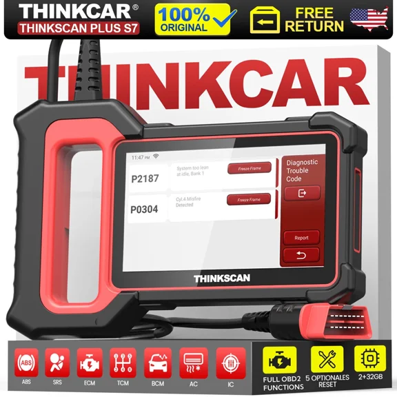 THINKCAR Thinkscan Plus S7 Automotive Diagnostic Scan Tool OBD2 Scanner 7 Systems Free 5 Reset Services Automotive Scanner EOBD OBD Code Reader Auto Analyzer 12V Car Auto VIN Live Data