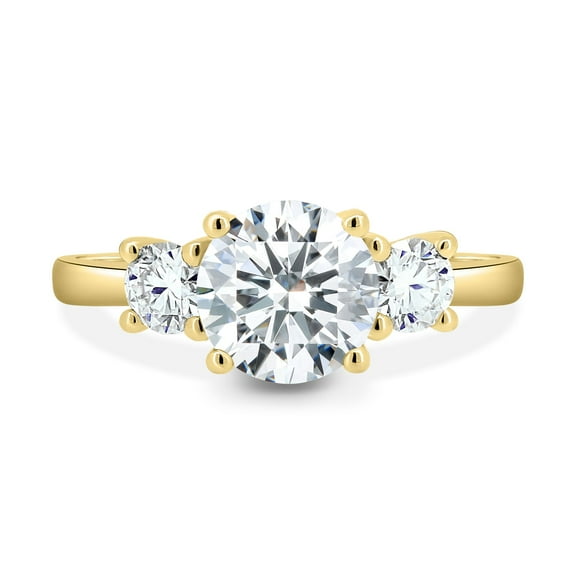 ESTE ORIGIN 2.00Ct Round Cut Lab-Grown Diamond Trellis Trilogy Engagement Ring – 3-Stone Weave Setting in 10K Yellow Gold for Women