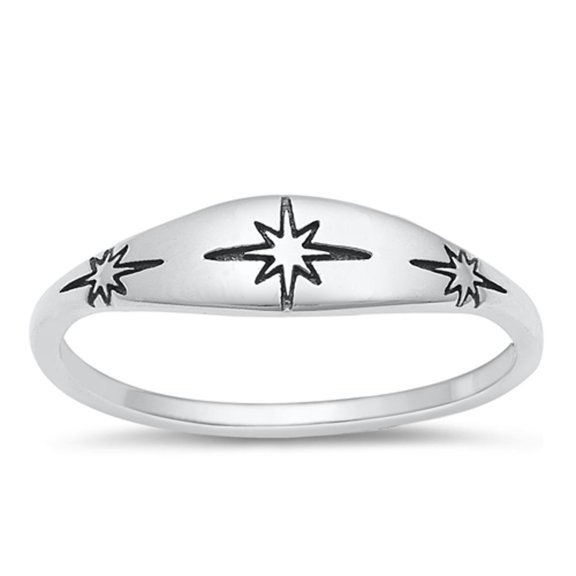Oxidized North Star Promise Ring .925 Sterling Silver Band Jewelry Female Male Unisex Size 4