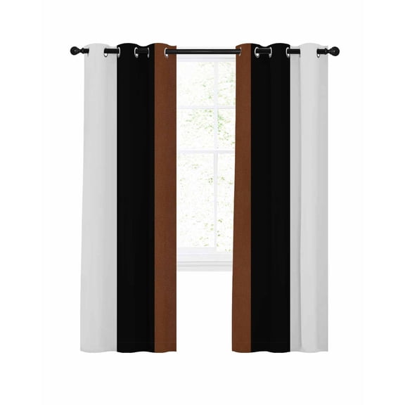 Brown Black White Blackout Curtains 84 Inches Long for Bedroom, Contemporary Boho Modern Art Thermal Insulated Room Darkening Black Out Window Curtain Panels Grommet Drapes for Living Room