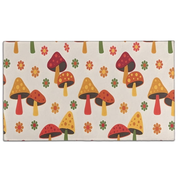 Red Mushroom Flower Light Pattern Door Rugs,Washable Non Slip Door Mats Indoor,Decorative Door Mats,Entry Mat Indoor for Entrance,Bedroom,Kitchen,Bathroom,17"x30"