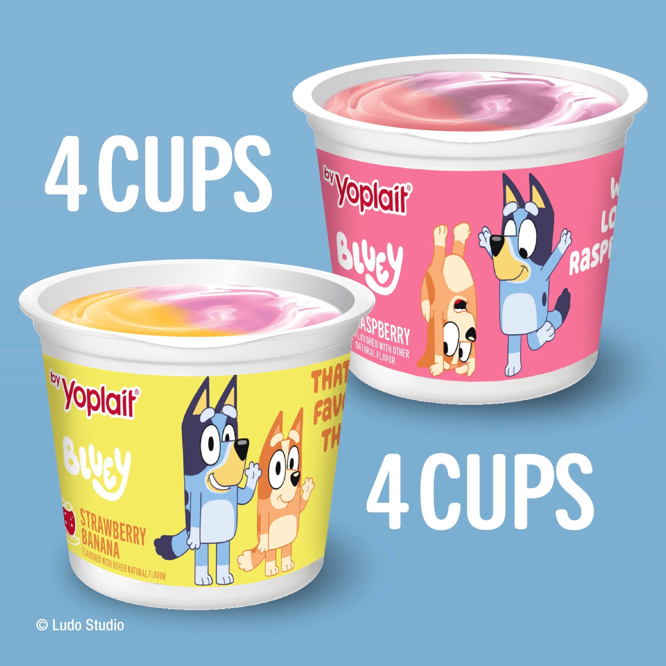 Yoplait Low Fat Kids Yogurt Cups, Bluey Variety Pack, Gluten Free, 8 Count, 32 oz