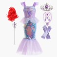 thumbnail image 1 of Vestido de princesa con encanto de La Sirenita, disfraces de Cosplay para niños y niñas, vestido de escenario de fiesta de cumpleaños de sirena, ropa de Halloween Fivean unisex, 1 of 2