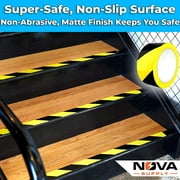 Nova Supply Double-Roll of Ultra-Adhesive, Black & Yellow Vinyl Hazard Tape for Floor Marking