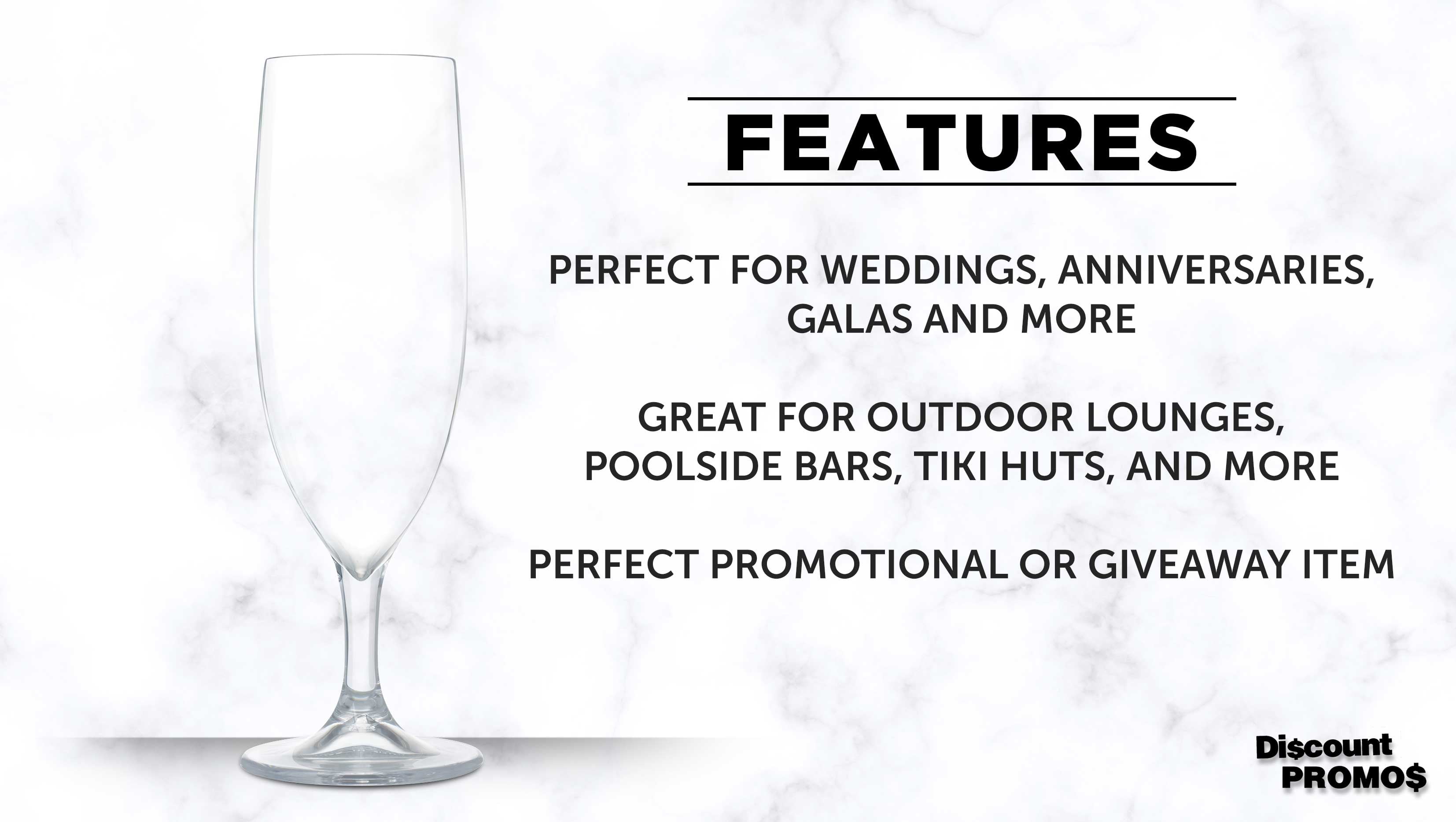 10 Plastic Champagne Flutes Set, 6.7 oz. - Plastic, Barware, Elegant - Clear