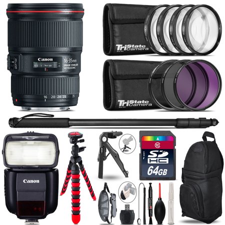 Canon 16-35mm IS USM + Speedlite 430EX III-RT + UV-CPL-FLD - 64GB Accessory Kit
