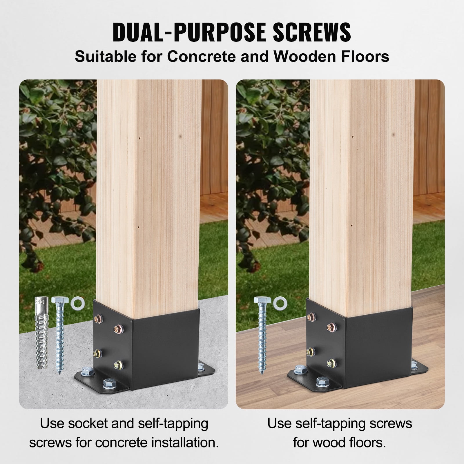 KFFKFF 4 Pack 6x6 Post Base Brackets Heavy Duty Wood Post Fence Post Anchor