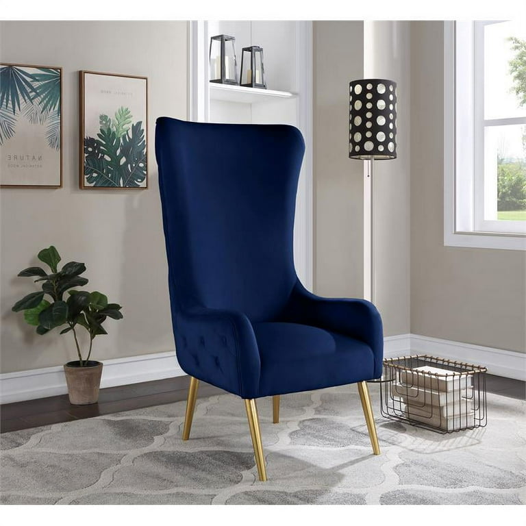 Meridian Furniture Alexander Navy Velvet Accent Chair Walmart