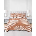 thumbnail image 2 of Quilts Twin-XL Size Bedding Set, Palm Leaves Burnt Orange Lightweight Quilted Comforter, Summer Botanical Coastal Tropical Soft Bedspread Coverlet with Pillow Covers for All Season, 68" x 98", 2 of 7