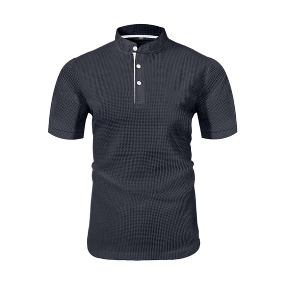 Breeze Polos pour Hommes Confortables à Séchage Rapide Extensibles Sans Repassage Anti-Froissement Chemise Texturée Respirante Hauts d'Été, Gris Foncé, m