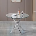 thumbnail image 3 of Modern Round Dining Table, 36'' Glass Top, Silver Legs, 2-4 People, 30'' Height, 3 of 7