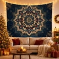 thumbnail image 3 of Vintage Lotus Mandala on Dark Teal Field, Serene Boho for Meditation Enthusiasts, Botanical Wall Art, Housewarming Gift, Tapestry Wall Hanging for Bedroom and Living Room, 3 of 7