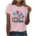 thumbnail image 3 of UVEASISHA 4th of July Tshirts for Women Funny Patriotic Graphic Short Sleeve Tees Holiday Celebration Gnomes T-Shirt Pink S, 3 of 5