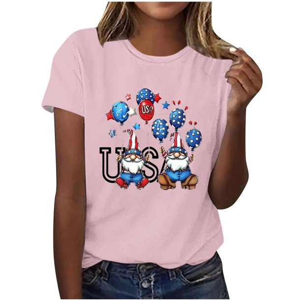 Tops de Ajuste Suelto para las Mujeres Sudadera Casual Impresa Manga Corta Cuello Redondo Superior, Poliéster