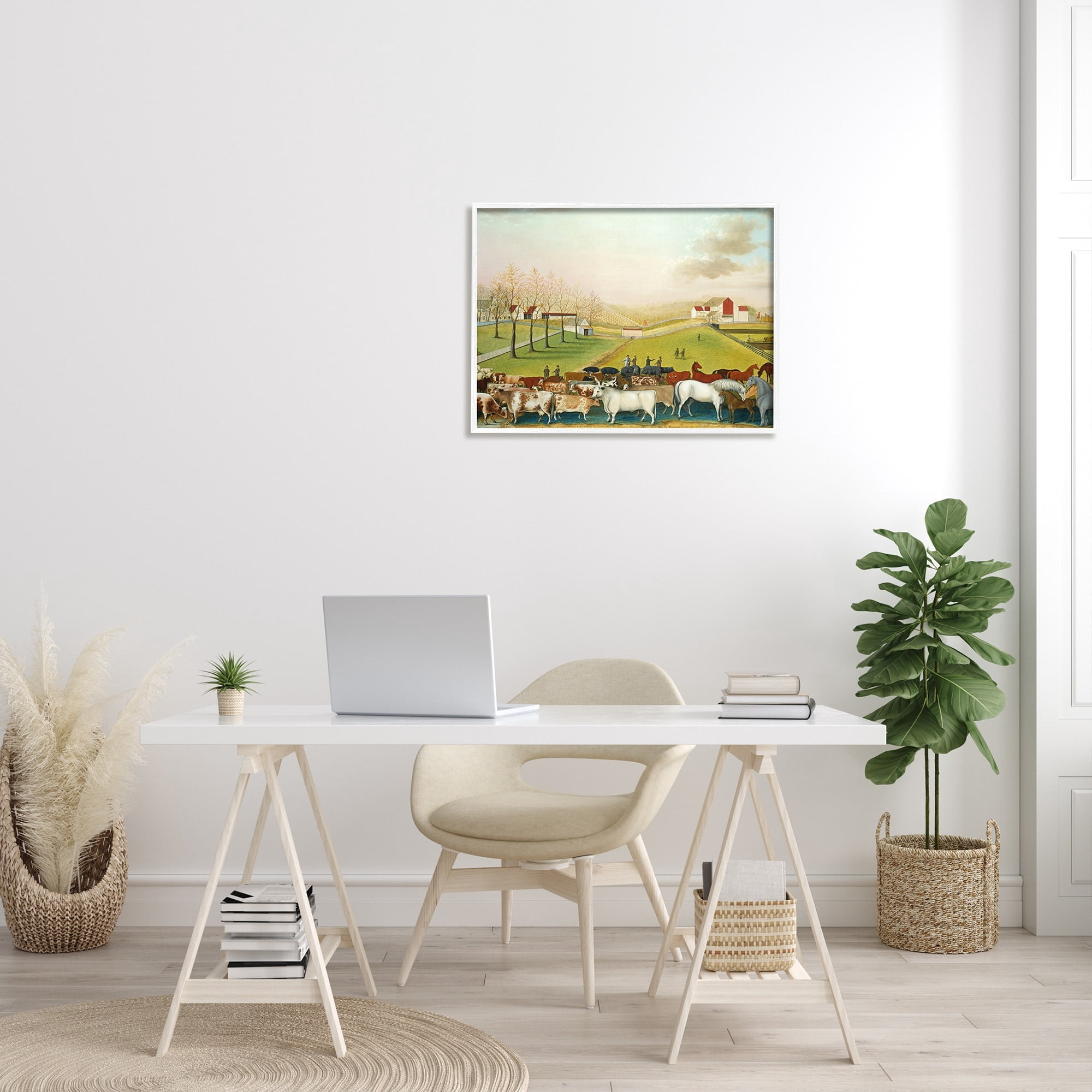 Stupell Industries The Cornell Farm Edward Hicks Classic Farm Painting Painting White Framed Art Print Wall Art, Design by one1000paintings