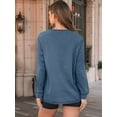 thumbnail image 5 of Womens Long Sleeve Tops Loose Fit Fall Cute Thick T Shirts Winter Cruise Outfits Trendy Clothes Blue M, 5 of 7