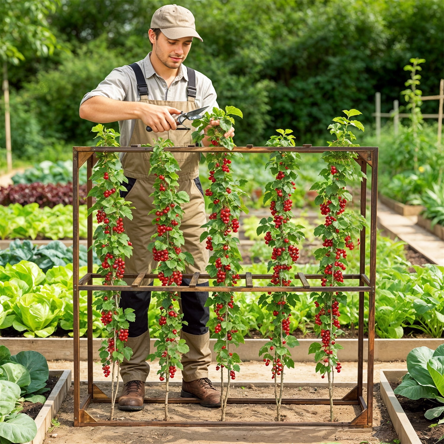 Wooden Cranberry Yrellis Outdoor Garden Yard Climbing Plants Raspberry Tomato Growing Support Trellis Shelf Rack