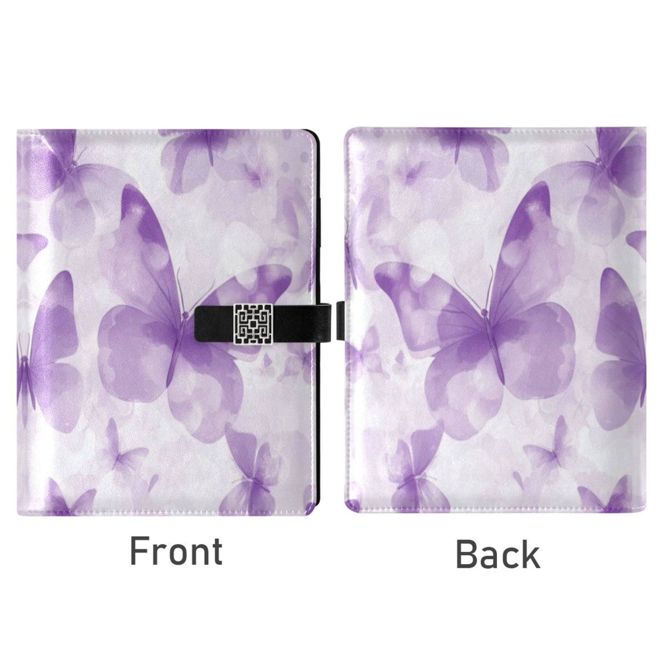 Leather Planner Leather Notebook Notebook Journal Binder Design Pen Pocket Design Convenient for Storage Pretty Big Purple Butterfly