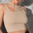 thumbnail image 2 of Women's Cut Out Sleeveless Round Neck Slim Fitted Ribbed Tank Crop Top Summer Cami Croset Tops Streetwear, 2 of 7