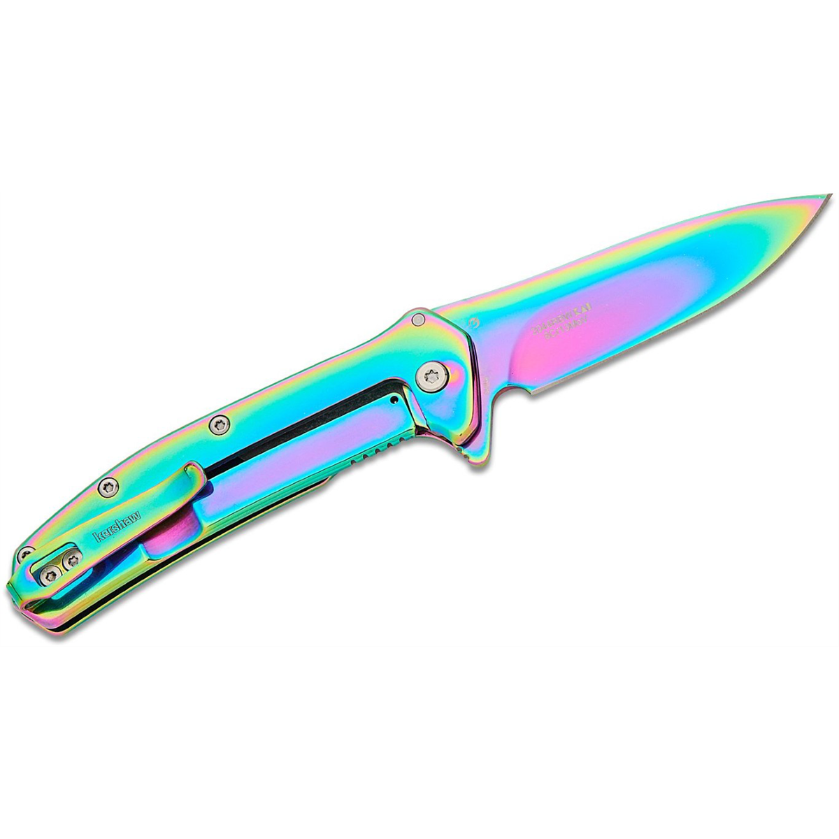 Kershaw Outcome  Assisted Open Frame Lock Drop Point Blade EDC Folding Pocket Knife  - Rainbow