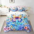 thumbnail image 2 of Homewish Cartoon Butterflies 7-Piece Twin Bedding Sets,Rustic Plant Flowers Bedding Comforter Set,Blue Pink Sheet Sets For Girl Teens,Breathable Home Decor Reversible, 2 of 8