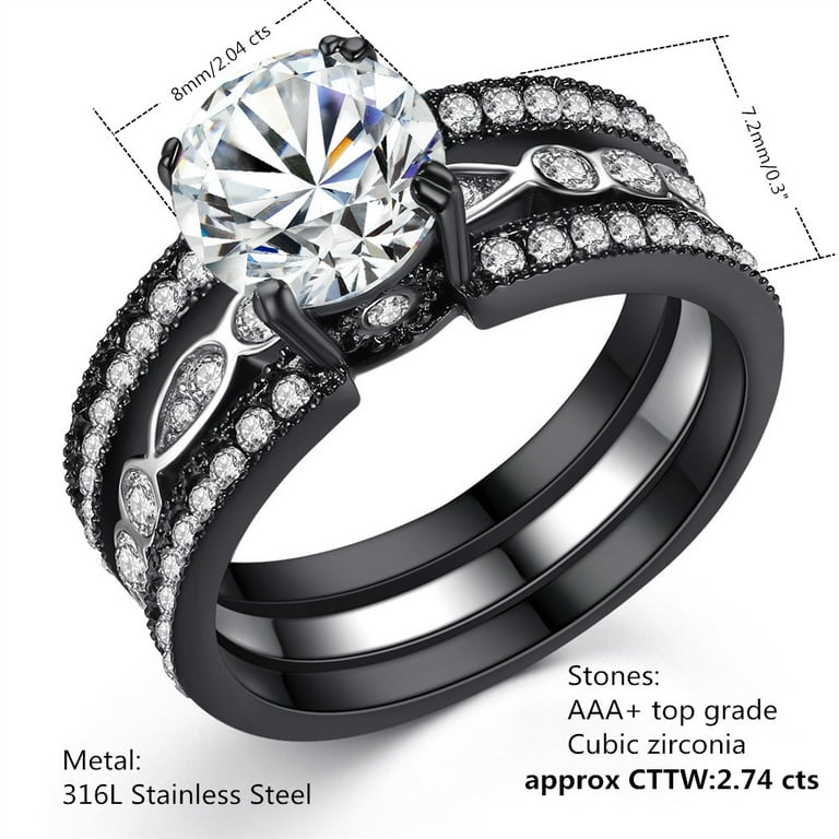 Stainless steel sale bridal ring sets