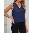 thumbnail image 4 of ANRABESS Women's Textured V Neck Tank Top Summer Work Office Blouses Sleeveless Loose Dressy Tunic Shirts Business Casual Outfits Navy Blue L, 4 of 10