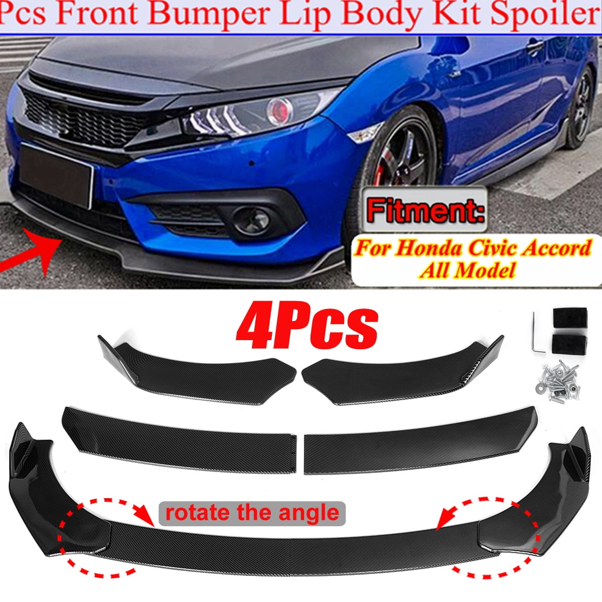 Gloss Reflective For 2016-2021 Honda Civic Front Bumper Accent Graphic Decal